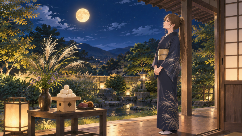 中秋の名月と日本のお月見文化を楽しむ十五夜の風景